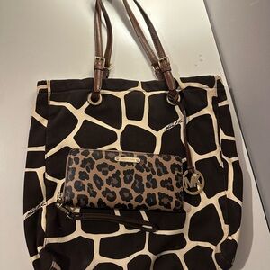Michael Kors Animal Print Tote Bag and wallet